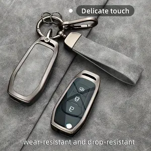 for Ford Key Fob Cover for 2015, 2016, 2017, 2018, and 2019 F150 F250, Focus 3, Escort, Kuga, Everest, Fiesta, Mustang Edge MKV, Fusion 2016, and Ranger Models. Car Key Fob Cover with Keychain Key Fob Protector