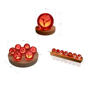 LED Crystal Ball Night Light w/ Wood Base – Sharingan-Inspired Glow, Desktop & Gaming Setup Decor, USB Powered Anime Lamp, Perfect Holiday Gift for Fans