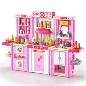 Multifunctional pretend kitchen set for children aged 8–12,featuring built-in lighting and sound effects with realistic steam effects,an integrated toy kit includes a steamer,complete cookware,and simulated fruits and vegetables,Safe, non‑toxic Montessori