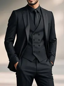 Men's 3-Piece Suit Set, Includes Jacket, Pants, Vest, Perfect for Weddings and Formal Events, Elegant and Stylish Men's Clothing