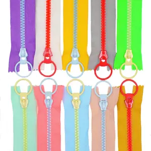 10 count 9 Inch (23CM) #5 Plastic Zippers with Lifting Ring Pull Close End Vislon  Zippers for DIY Sewing Craft Bags Garment (9" C/E)