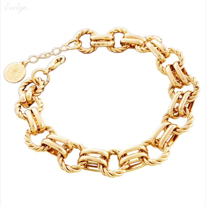 Twisted Rope Bracelet for Women, Chunky Gold Tone Link Chain, Adjustable and Stackable for Daily Wear and Gifting, Chunky Chain Bracelets & Bangles, Bracelet Stacking