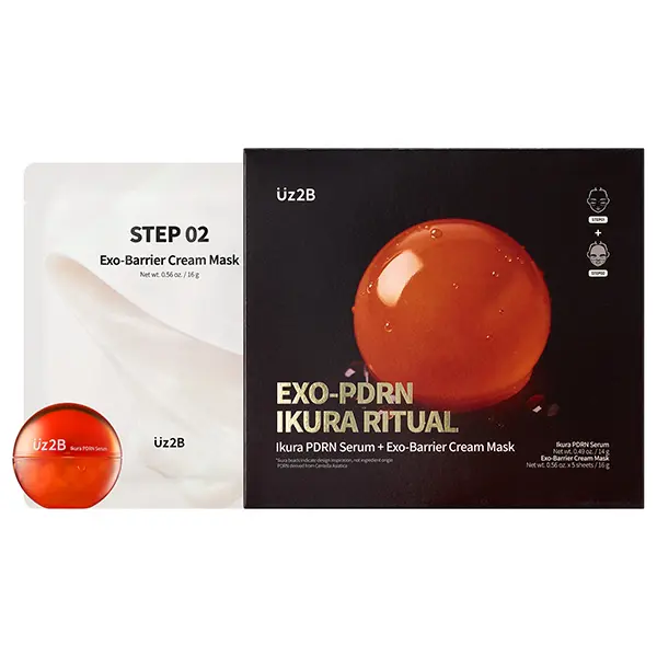 Uz2B Ikura Ritual – Ikura PDRN Serum (1ea) + Exo-Barrier Cream Mask (5ea) 2-Step Set
