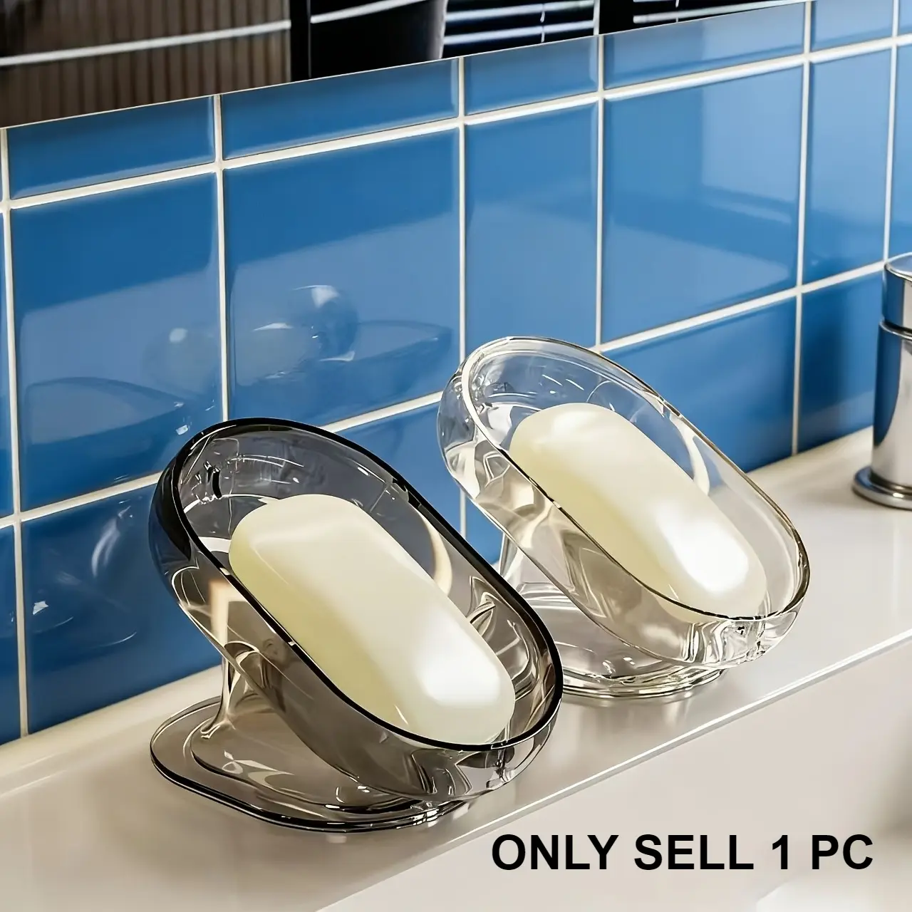 1PC Soap Rack No Drilling Wall Mounted Double Layer Soap Holder Soap Sponge Dish Bathroom Accessories Soap Dishes Self Adhesive Soap Tray Bathroom Supplies