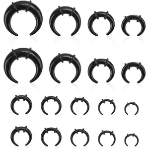 18 count  Septum Rings, Black C Shape Pincher Tapers Septum Ring Nose Gauge Stretching Kit for Nose Ear Gauges Size 14G 12G 10G 8G 6G 4G 2G 0G 00G
