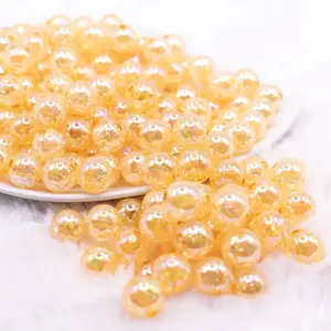 12mm Mustard Orange Crackle AB Bubblegum Beads