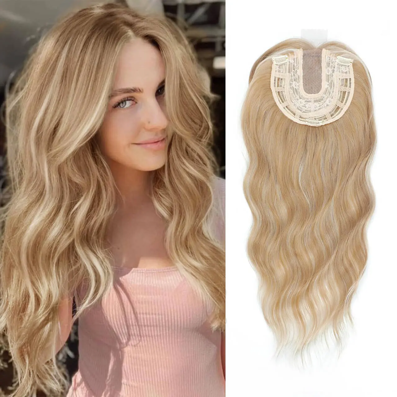 Champagne blonde with highlights