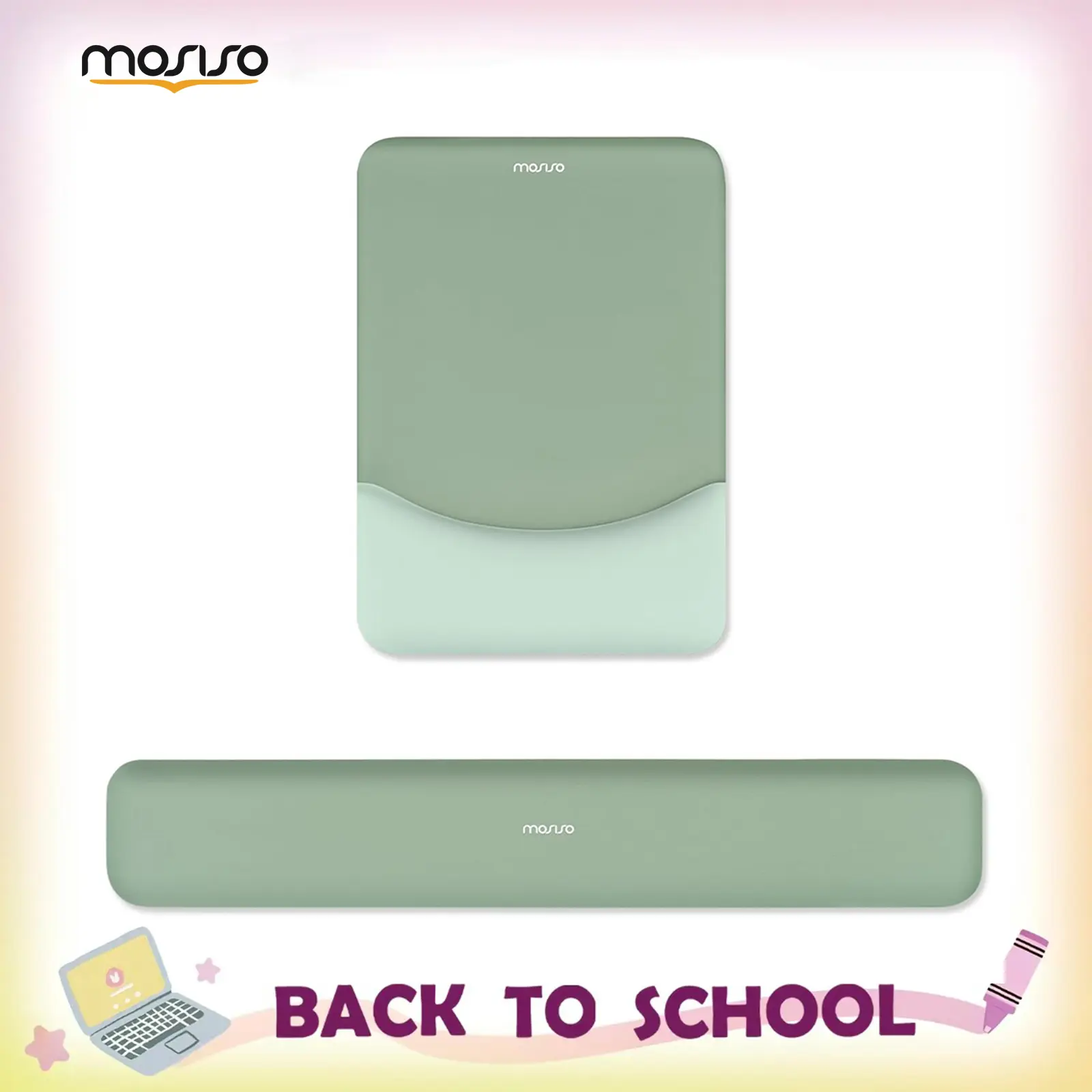 MOSISO Ergonomic Wrist Rest Support Set - Office Accessories, Rectangular Mouse Pad & Keyboard Pad with Neoprene Cloth, Raised Silicone Lining, Non-Slip Base for Home/Office Pain Relief & Easy Typing