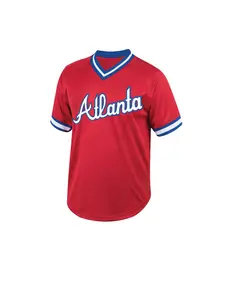 Men's Letter Patched Baseball Jersey, Casual Loose Red Short Sleeve V Neck T-Shirt for Summer, Fashion Men's Top for Daily Wear