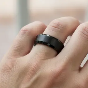 8mm Mens Wedding Band, Mens Titanium Wedding Ring, Lightweight Wedding Band for Men, Mens Promise Ring, Black IP Titanium Ring, Women's Titanium Band