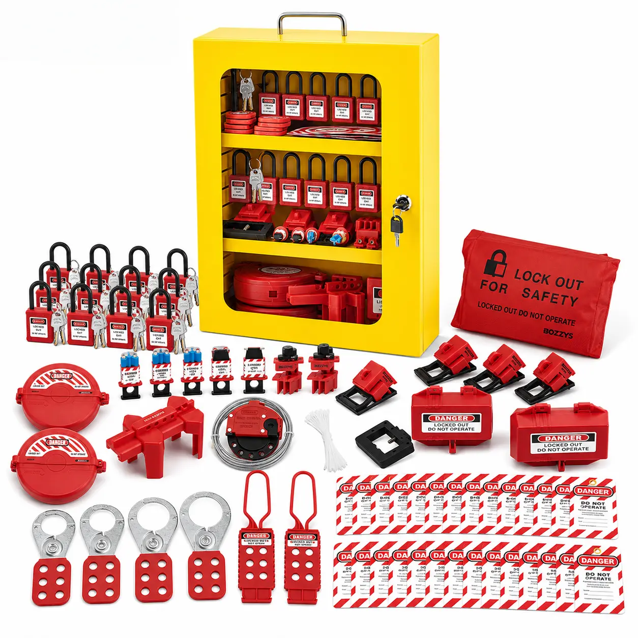 Professional Lockout Tagout Station Kit, Wall Mounted LOTO Storage Cabinet with Safety Padlocks, Breaker Lockouts, Valve Lockout Devices & Lockout Tags for Energy Isolation