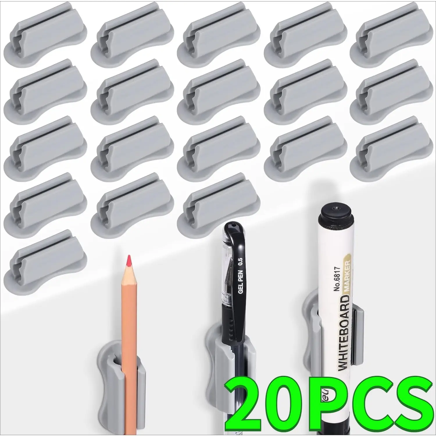 20PCS Adhesive Type Silicone Pen Holders (1.81x0.7in) - Hanging Stationery Clips for Whiteboards, Fridges - Lightweight Easy-Install Home Office Accessory for Markers, Ballpoint Pens - Practical Gifts for Adults - Ideal for Friends, Doctors, Schools