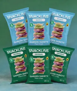 SNACKLINS Garden Variety Original & Ranch - Low Calorie Vegan Crisps Gluten Free, Grain Free Healthy Crunchy Puffed Snacks 3oz 6-Pack