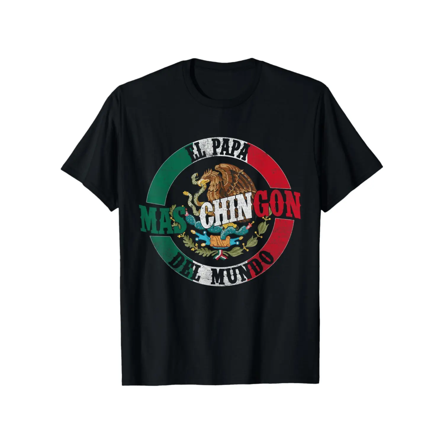 Men's El Papa Mas Chingon Graphic Print Pure Cotton Round Neck T-Shirt, Retro Crew Neck Top for Mexican Dads, Humorous Father's Day Gift, Tshirt, Shortsleeve, Casual, Menswear, Humorous Quote, Clothes, Bold Prints