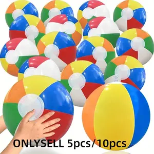 5/10pcs Inflatable Beach Balls, Six Colors, Thickened PVC, Portable & Foldable, for Outdoor Beach Games, Pool Parties, Summer Fun