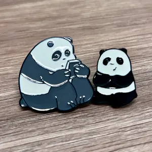 Fashion Brooch Cute Panda and Bear Enamel Pin for gift and collection