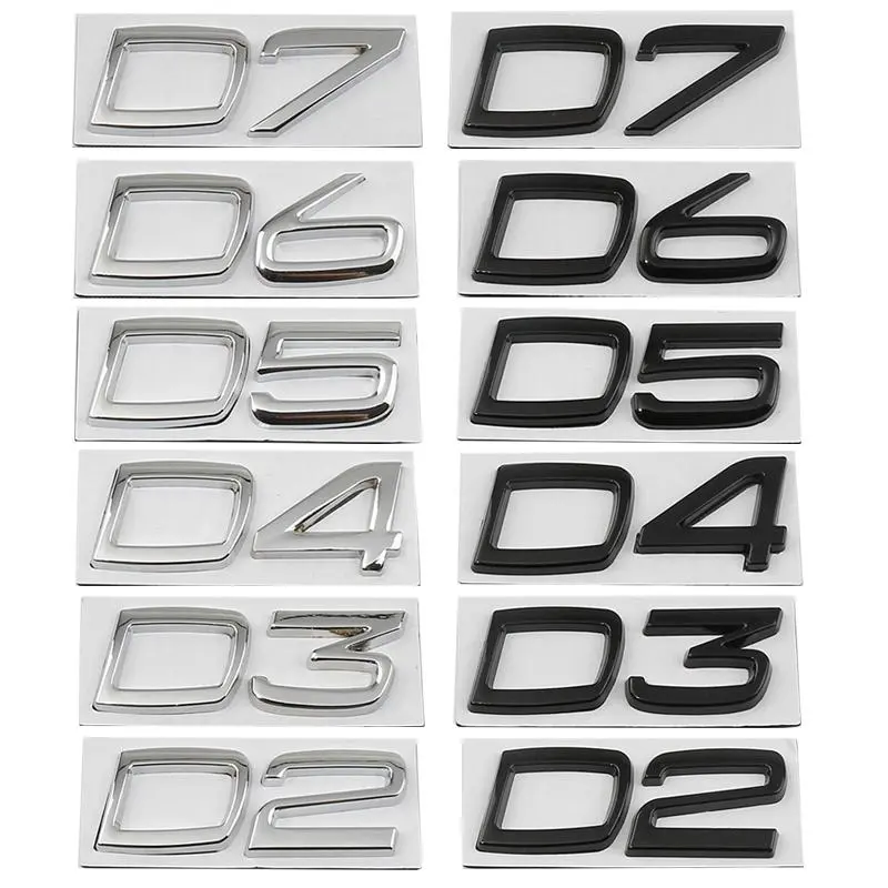 2026 Car Metal D2 D3 D4 D5 D6 D7 Words Logo Badge Emblem Decals Sticker For Volvo S40 S60 S80 S90 XC40 XC60 XC90 V40 V60 V70 V90 C30 for your Car