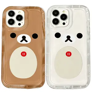 Fashion Cute Cartoon Rilakkuma Bear Perfect Aesthetic Printed Soft TPU Case Anti Drop Full Protection Compatible with iPhone 17 16 15 14 13 12 11 Pro Max 17Air and Samsung S26 S25 S24 S23 S22 S21 FE Plus Ultra
