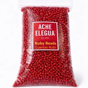 Ache Elegua Crystal Ruby Beads 1 Pound Bag Smooth Glossy Finish High-Quality for Bracelets Jewelry DIY Craft Projects Ideal for Beginners & Professionals