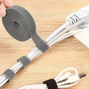 1pc 59in(1.5m)/118.1in(3m) Multi Purpose Adjustable Data Cable Management Ties With Magic Sticker, Cord Organizer