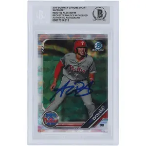 Alec Bohm Philadelphia Phillies Autographed 2019 Bowman Chrome Draft Sapphire #BDC-162 Beckett Fanatics Witnessed Authenticated Card - Fanatics Authentic Certified