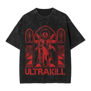 Men Women Clothing Breathable Cotton Short Sleeve Tees Ultrakill Gabriel Game Graphic T Shirt Vintage Washed Oversized T-Shirts