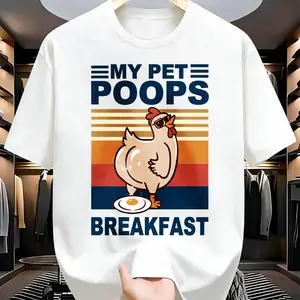 US Local Shipping | Funny 'My Pet Poops Breakfast' Chicken Tee | Men's T-shirt | Farm Life Humor | The ultimate shirt for every backyard chicken dad! #ChickenLover #FunnyTee