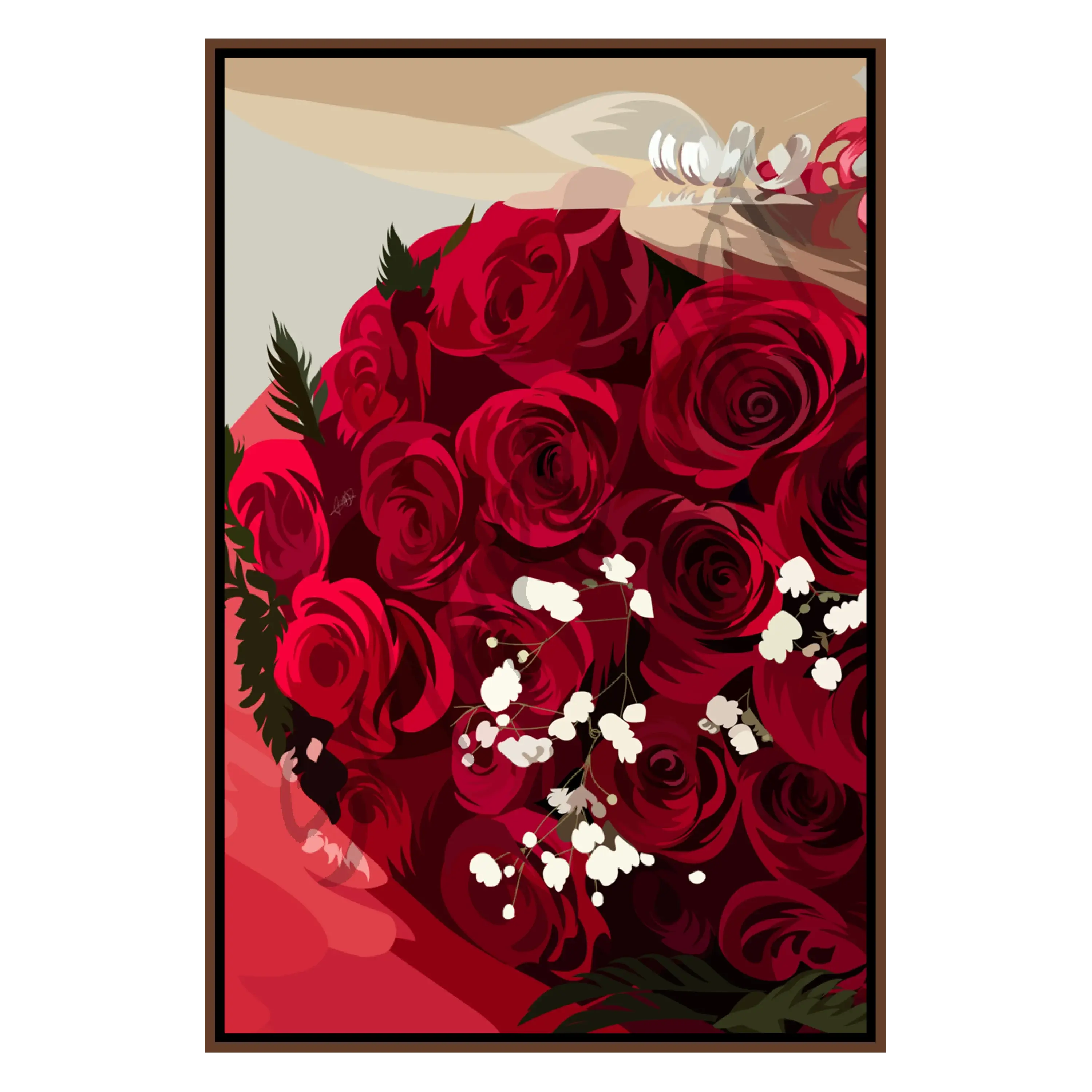 Smard Black Wall Art for Home & Office -Red Roses - Smard Black Wall Art Print/ Canvas for Home /Office Decor