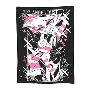 Soft Funny Throw Blanket Angels Dusts Hazbined Hoteled Blanket Flannel Summer Multi-function Lightweight Throw Blanket For Bedding Bedroom Bedspreads Horror