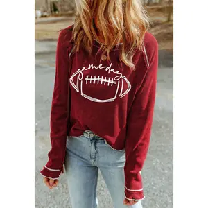 Football Round Neck Long Sleeve Sweatshirt