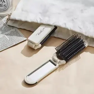 Portable Folding Hair Comb with Makeup Mirror, Hair Styling Comb, Hairdressing Comb, Scalp Massage Comb, Curly Hair Detangling Comb, Beauty & Personal Care, Valentine's Day Gift