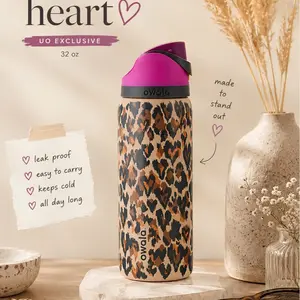 Owala Wild At Heart Leopard 32oz FreeSip Insulated Tumbler, Leakproof Stainless Steel Travel Water Bottle