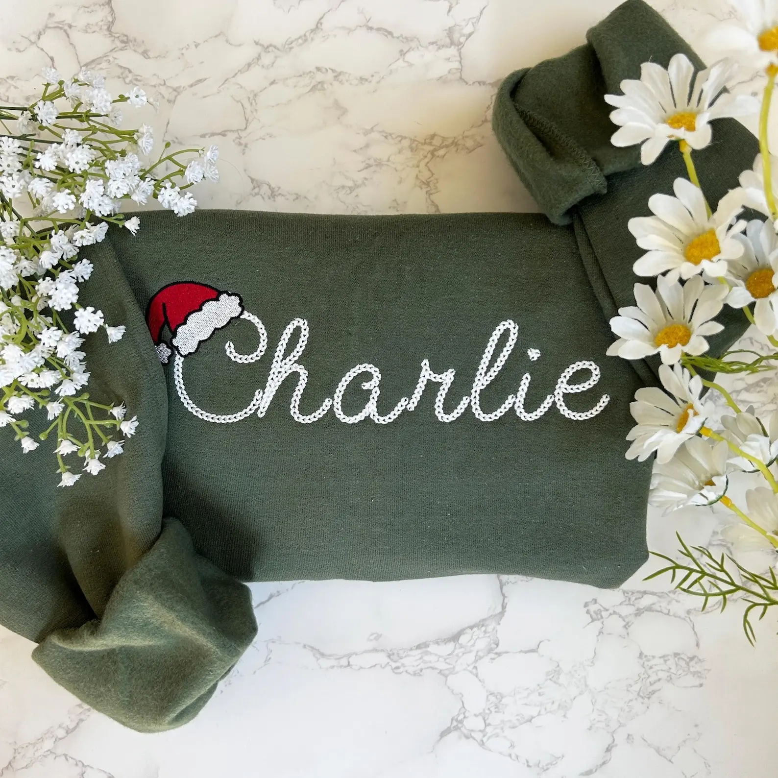 Embroidered Personalized Christmas Sweatshirt, Embroidered Christmas Custom Name Crewneck Sweater, Custom Xmas Gift, Custom Family Sweaters