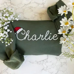 Embroidered Personalized Christmas Sweatshirt, Embroidered Christmas Custom Name Crewneck Sweater, Custom Xmas Gift, Custom Family Sweaters