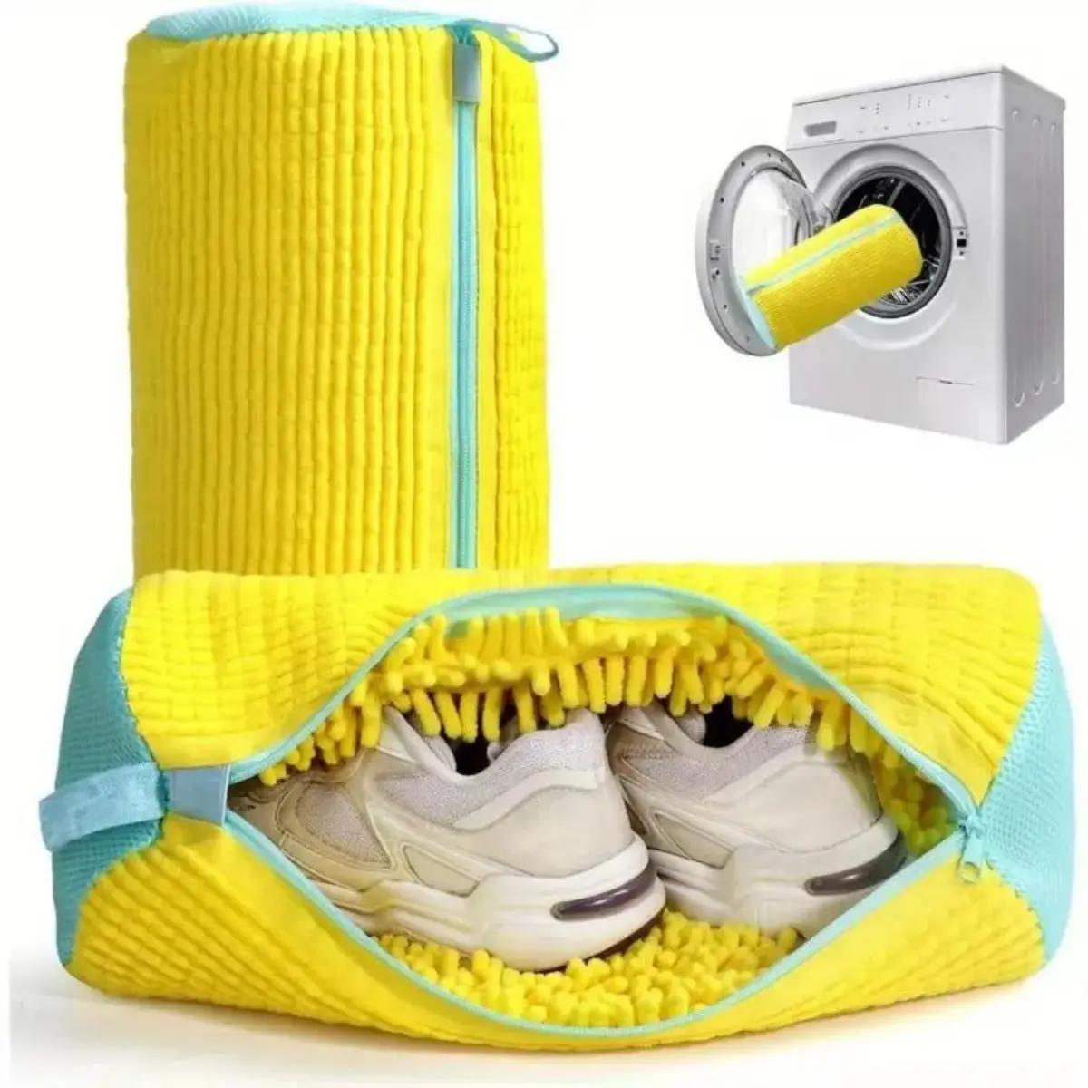 Sneaker Laundry Bag - Light Padded Polyester Mesh (39x19cm) Resistant Shape-Preserving Portable Pouch for Washing Machines, Home Laundry Tools & Accessories
