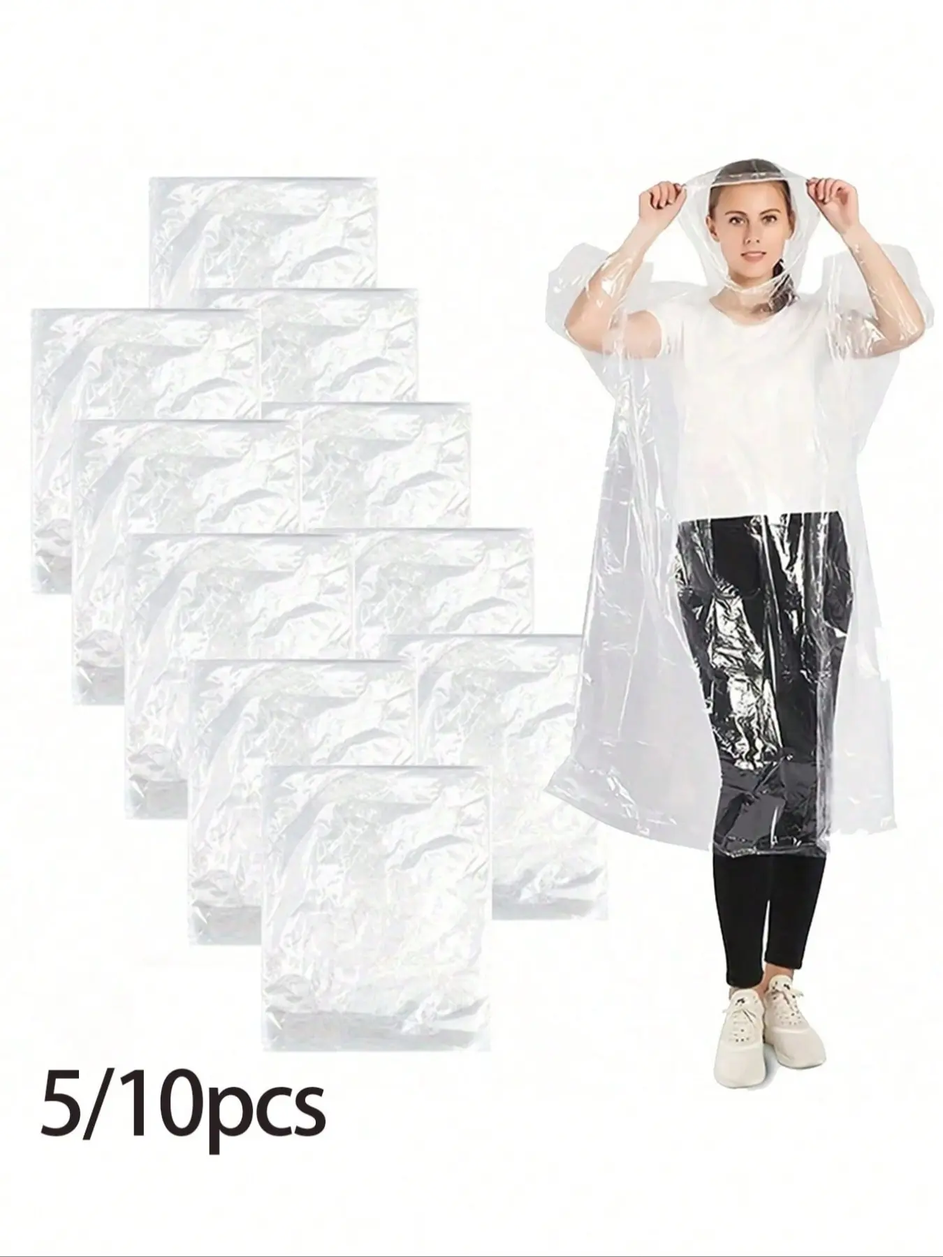One-Use Thick Waterproof Raincoat with Windproof Hood, Portable Transparent Rain Poncho for Travel, Outdoor Activities, Rainy Day, Rainy Season and Waterproof Clothes, Rainproof