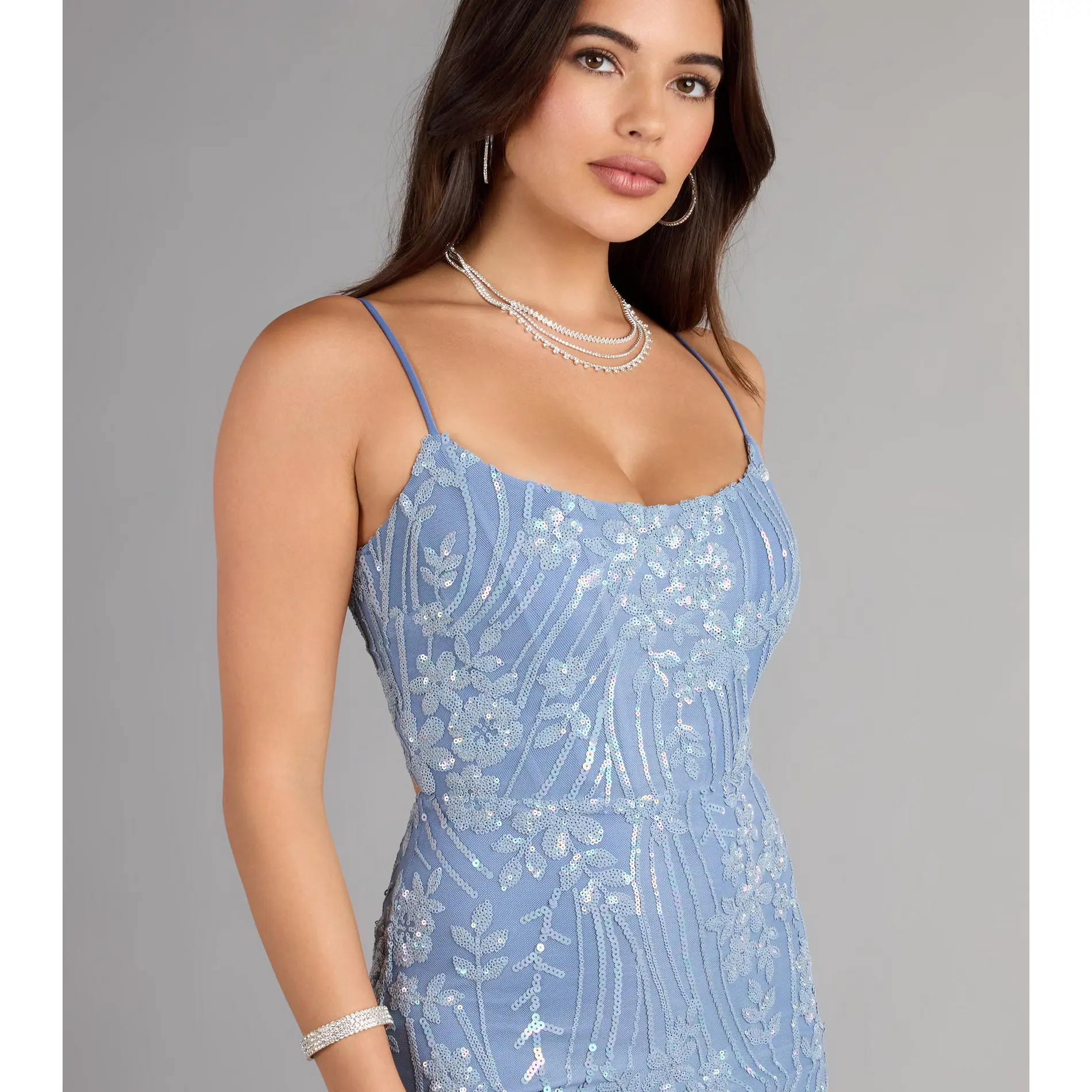 Alayah Floral Sequin Lace-Up Mini Dress - TikTok Shop