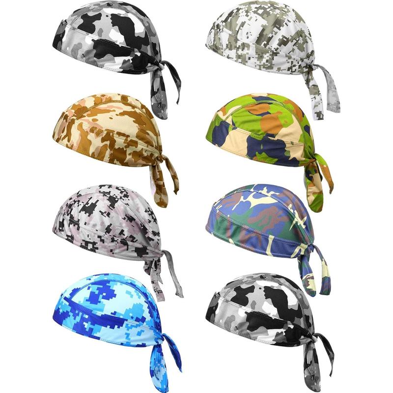 8 Pack Do Rag Skull Caps for Men Sweat Wicking Doo Rags Cooling Helmet ...