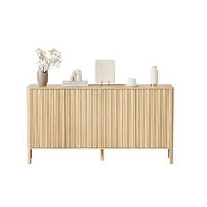 Modern Sideboard Buffet Cabinet with Storage, 58" Wood Fluted Coffee Bar Cabinet for Kitchen, Curved Design Buffet Console Table