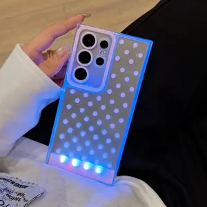 Sound-Control Glowing Full-Screen Dot Phone Case, Casing, Hollow Cartoon Protective Cover, Unique Call Light Girl Phone Shell, Couple Style, Fits Samsung Galaxy S26 S24 S25  S24 ULTRA A35 A36 A55 A56 S25 Ultra