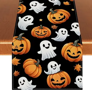 Halloween Ghost Pumpkin Table Runner,Halloween Dinner Table Runner Decorations and Supplies for  Kitchen Dining Room Table-1372''