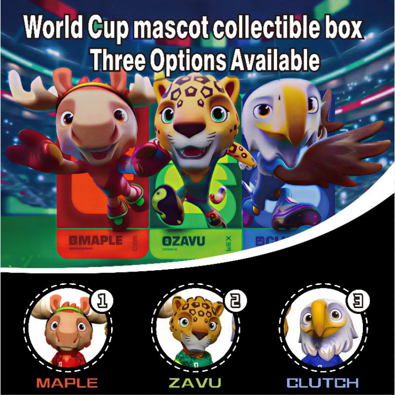 New 2026 cute mascot dolls from the United States, Canada, and Mexico, cartoon figurines, figurines, and gifts (1 box of 3)