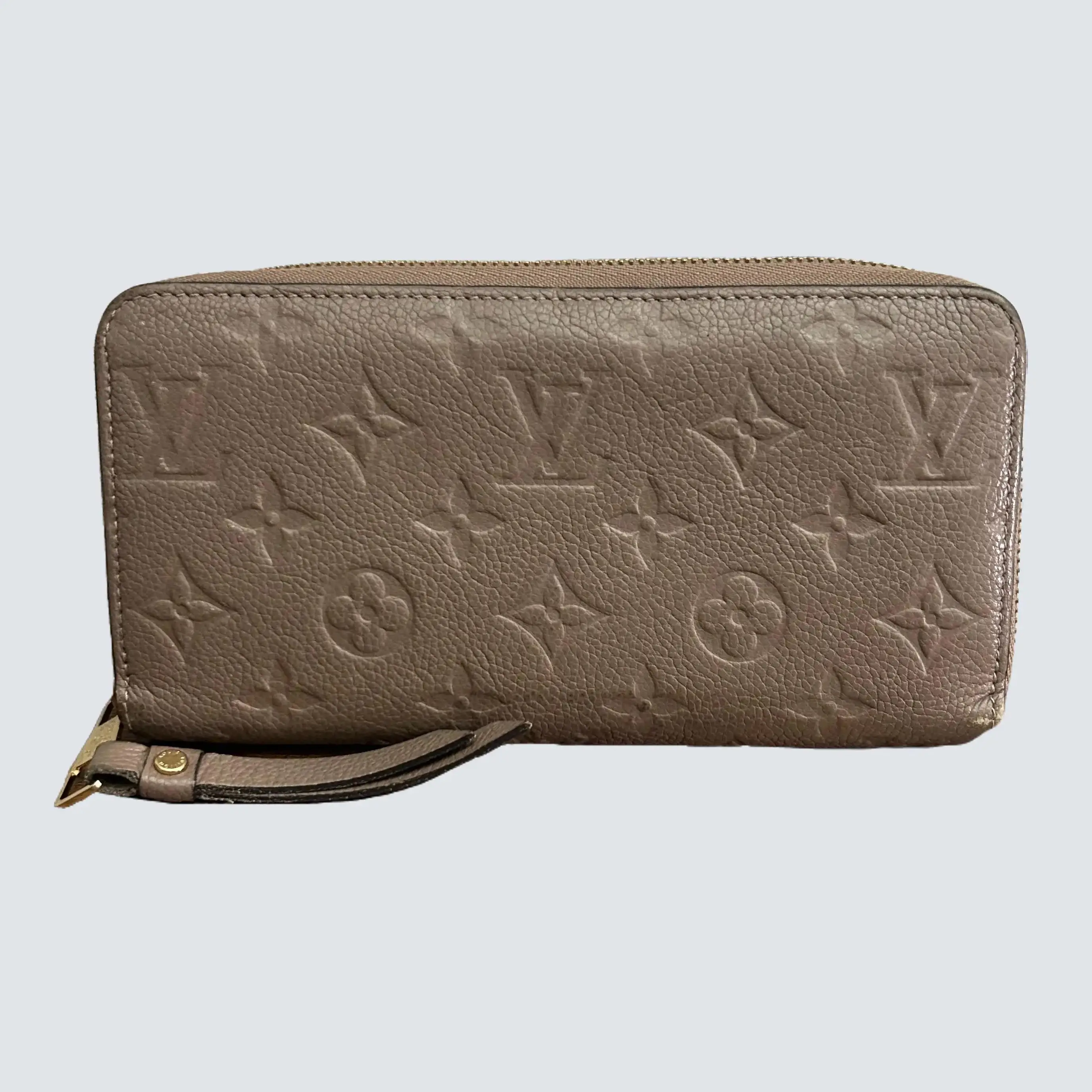 Pre-owned Louis Vuitton Empreinte Leather Small Leather Goods Turtledove Empreinte Zip Wallet