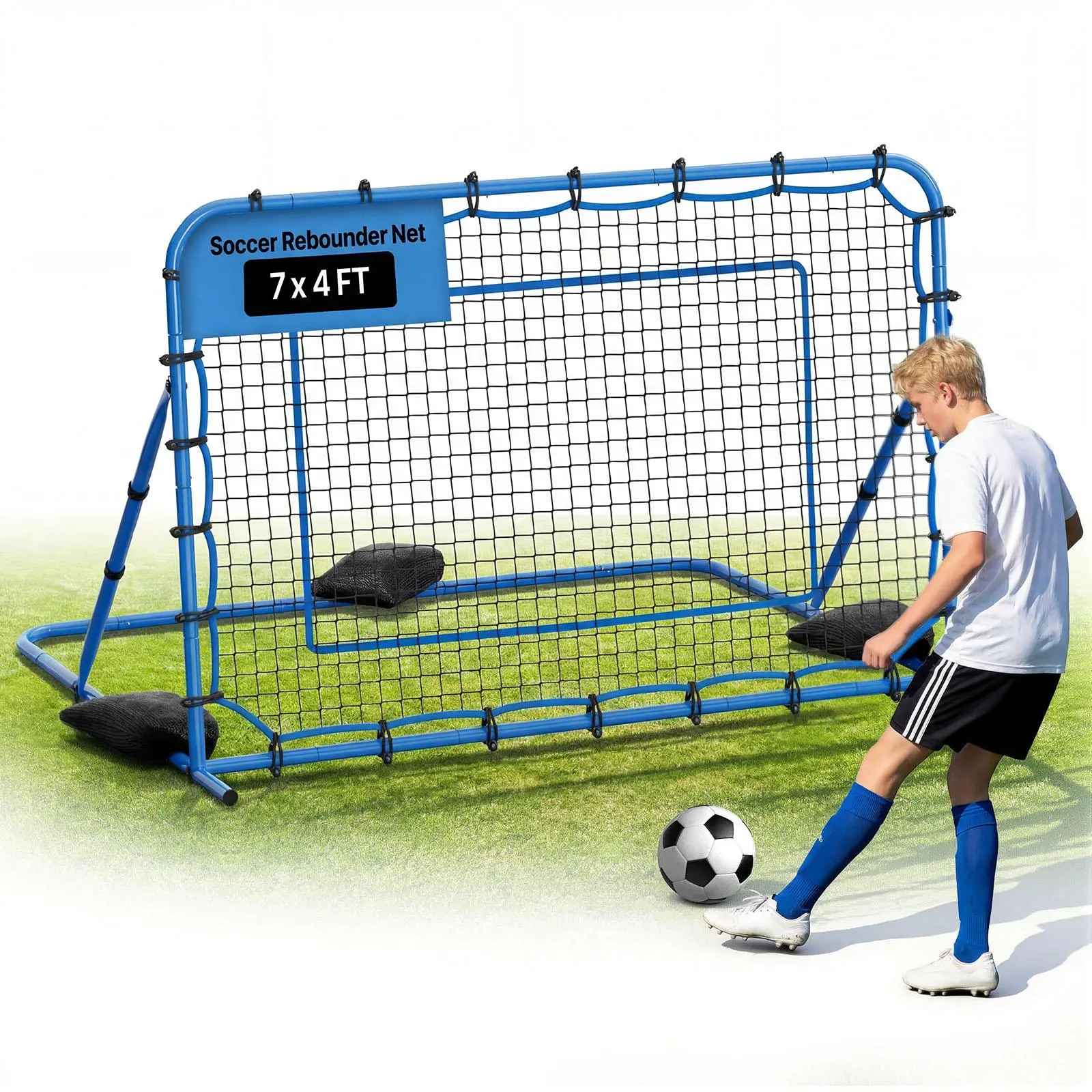 【SummerFinds】VEVOR Soccer Rebounder Net, Quick-Switch Angle Soccer Goal Rebounder for Control, Passing Practice, Heavy-Duty Iron Frame & PE Net, Easy Setup Ball Training Aids & Equipment for Teens&Adults,7 x 4 ft