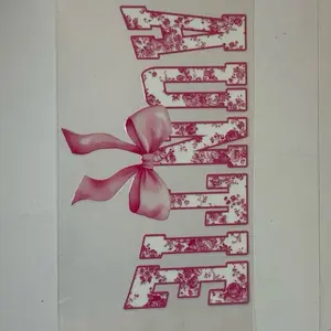 Custom 16oz Plastic Cup with Lid and Straw - AUNTIE with Pink bow and Floral Design