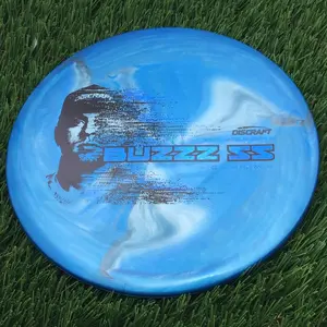 Discraft Special Blend Titanium Metallic Big Z Pearl BuzzzSS with 2026 Ezra Robinson Tour Series Stamp - 176.0g - Black Swirls On Blue