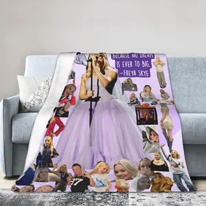 Freya Skye Blanket Premium Flannel Cozy Cover Featuring Elegant Artistic Artwork, Ideal Sofa Throw For Relaxing Evenings, Bed Blanket Comfort, Travel Blanket For Road Trips, And Decorative Blanket For Music Fans