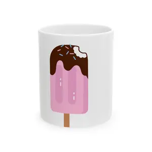 Chocolate-Dipped Pink Popsicle Mug | Cute Ice Cream Ceramic Mug
