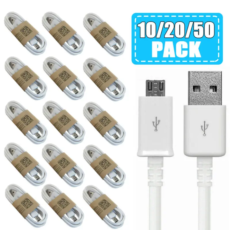 10 PACK Micro USB Cable Charger Cord Bulk For Android Samsung Moto HTC LG
