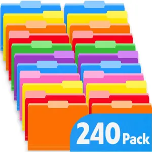 240 Pack Colored File Folders 1/3 Cut Tab Letter Size 8.5 x 11 Inch Assorted 8 Colors Filing Folders for Office School Business